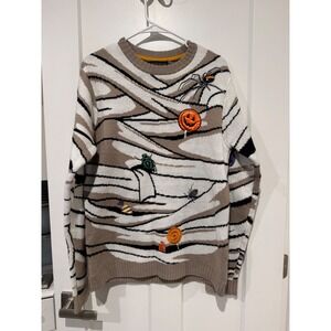 Blizzard Bay Halloween Mummy Spider Pumpkin Graphic Knit Sweater Women's Medium